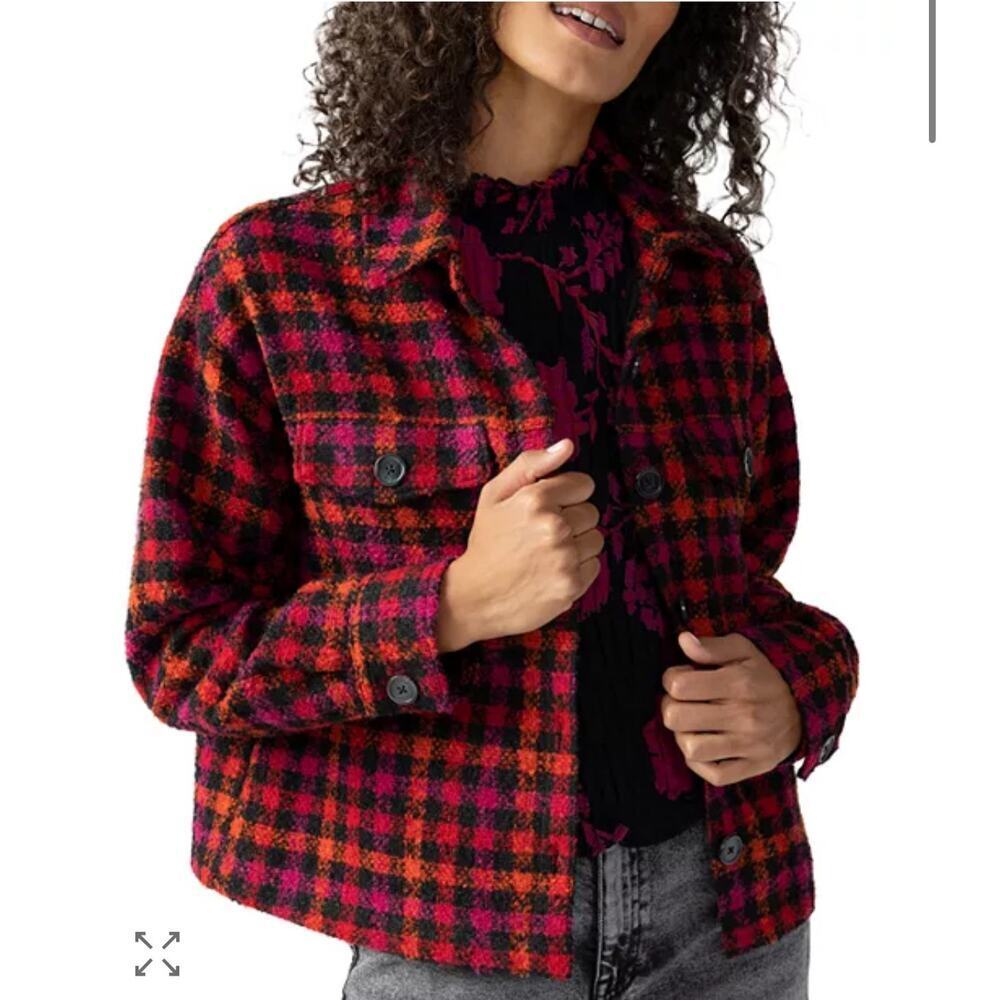 ☀️Sanctuary Check Wool Blend Long Sleeve Shacket Roller Plaid Women's Medium NWT